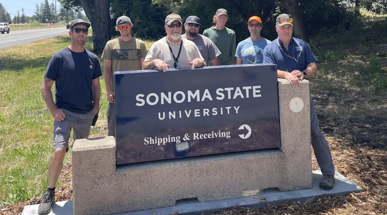 SSU Facilities Management installing new campus entrance sign