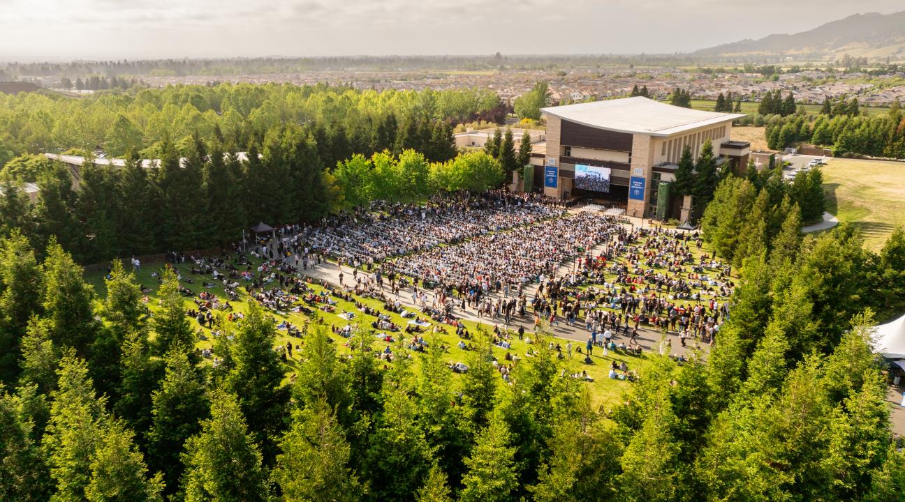 Aerial view of GMC at Commencement