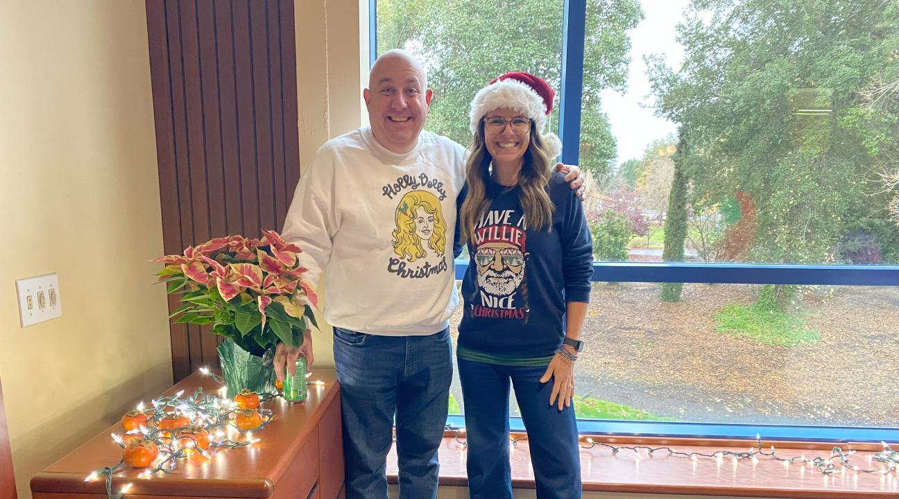 A&F Staff in festive sweaters