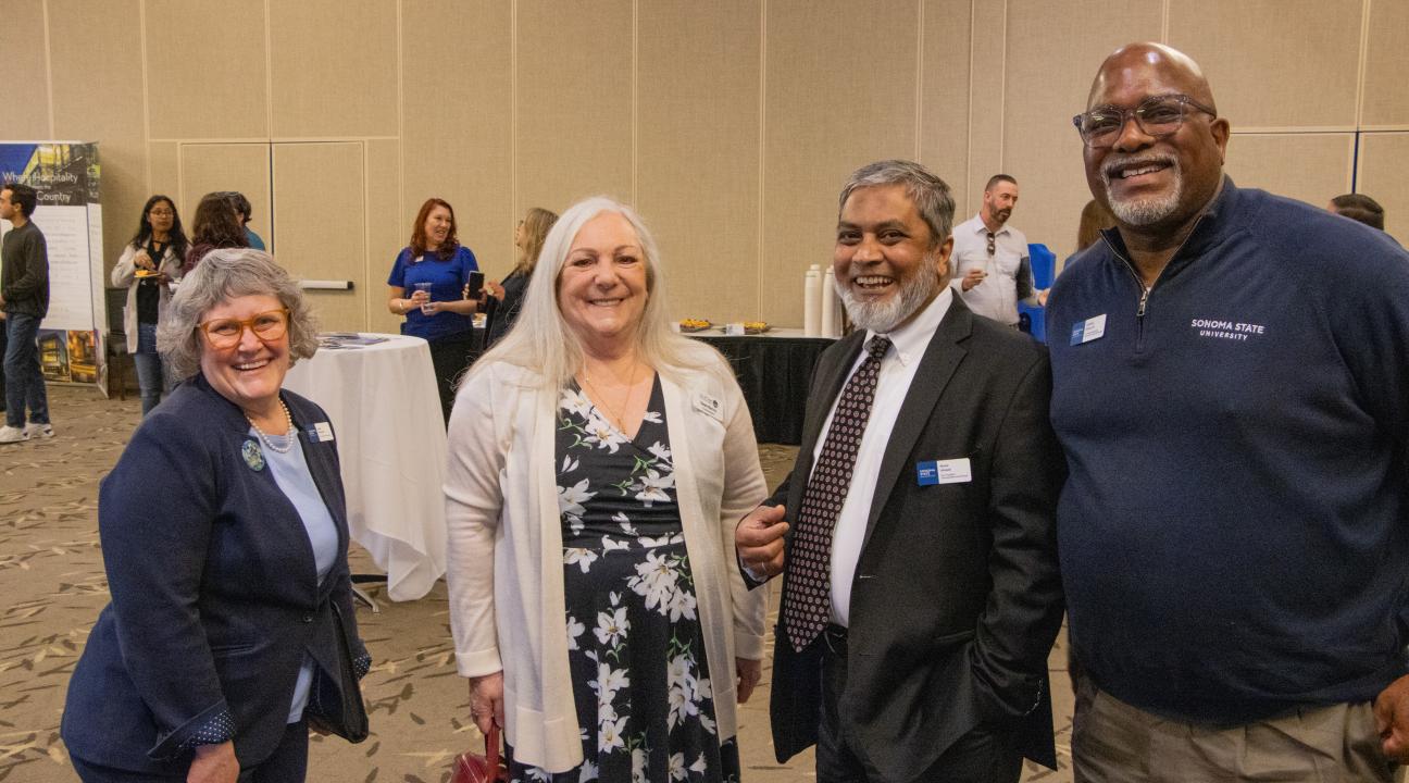 SSU administrators talking with Cotati City Counciler
