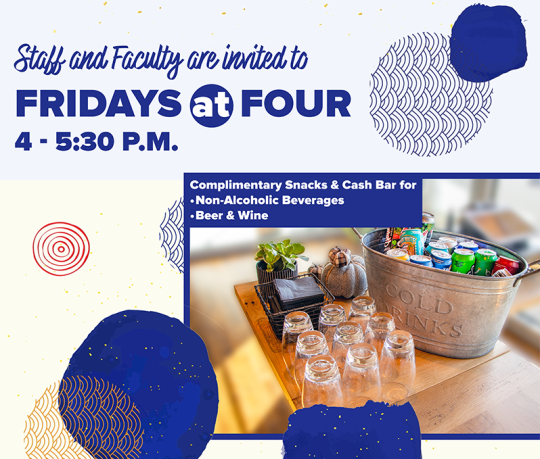 Fridays at Four flier with photo of bar