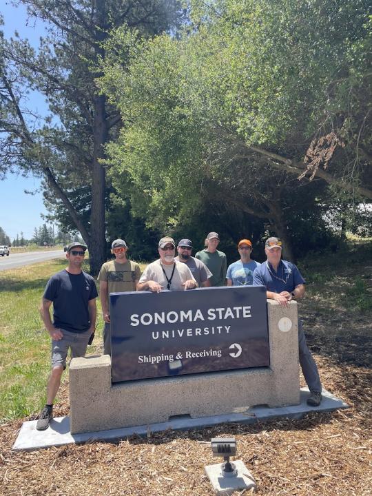 SSU Facilities Management installing new campus entrance sign