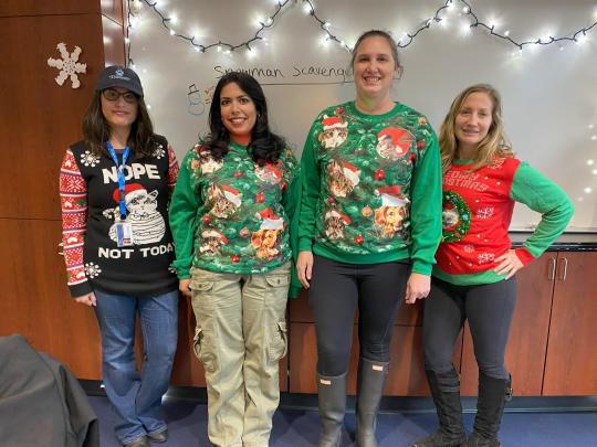 A&F Staff in festive sweaters