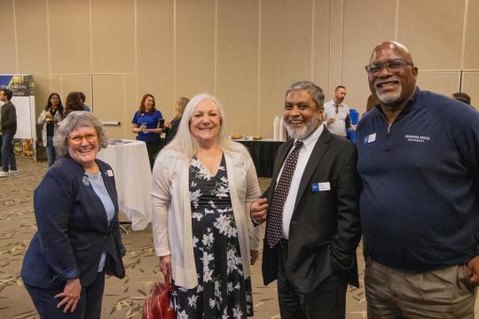 SSU administrators talking with Cotati City Counciler