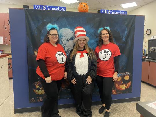 Seawolf Services team dressed as Cat in the Hat and His Things