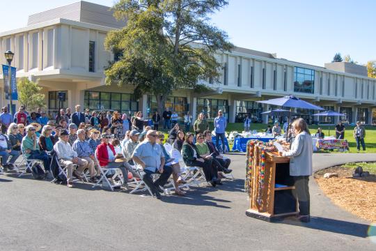 Dean Carleton speaking at SSU Peace Ceremony