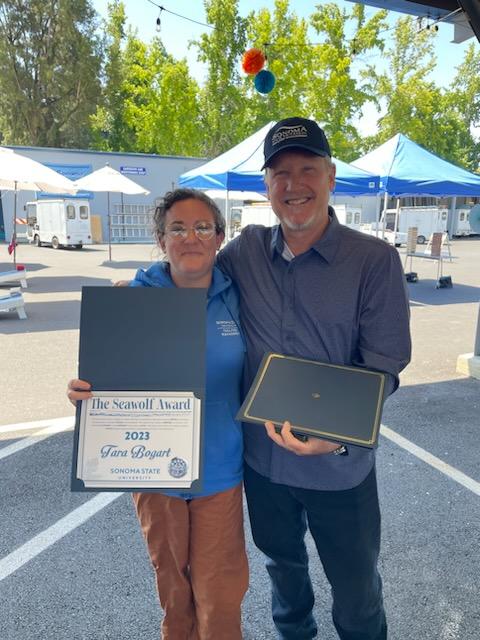 Tara Bogart  and Dana Twedell showing Tara's certificate