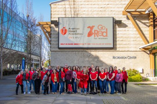 Staff wearing red to support Go Red for Women Day